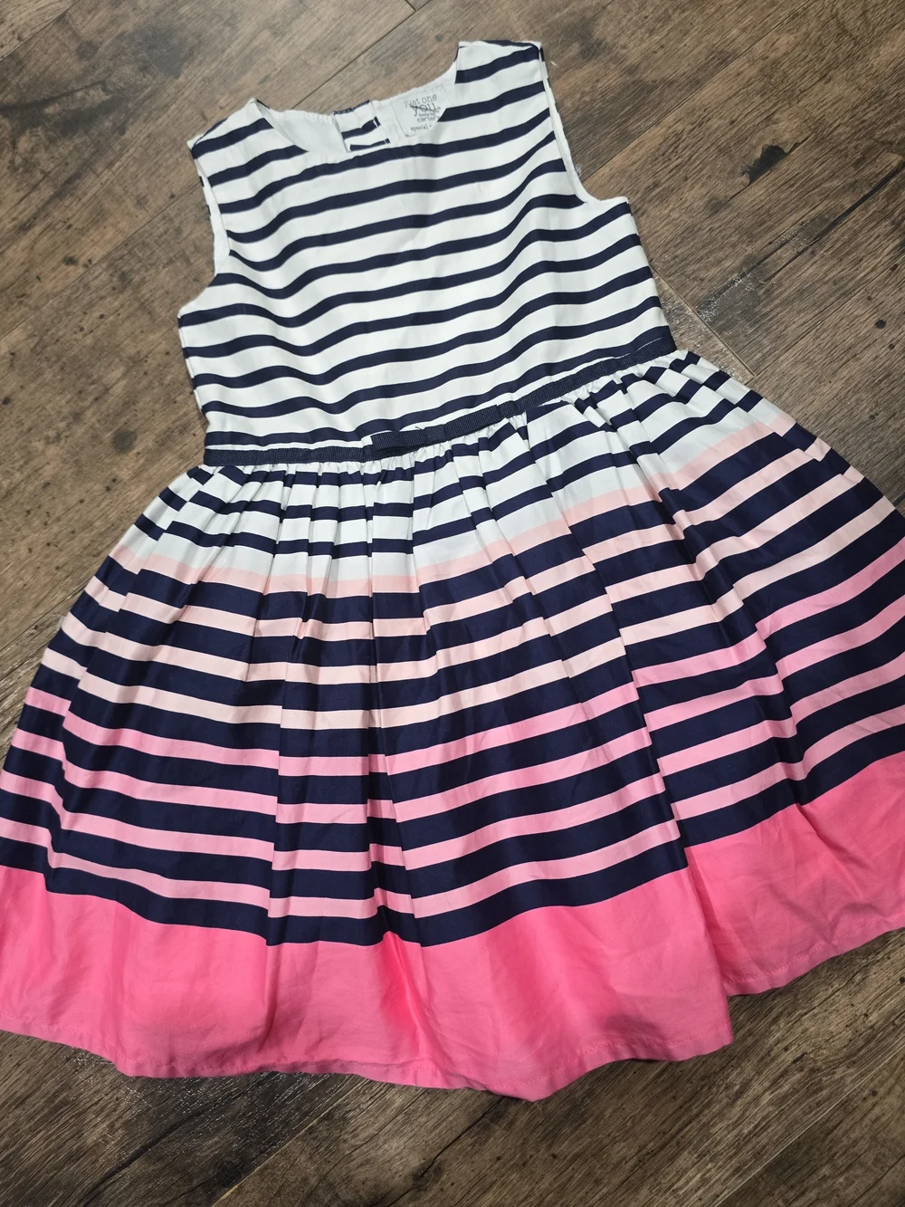 Carter's Navy, White & Pink Striped Sleeveless Fit-and-Flare Dress